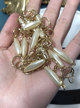 Vintage铜镀真金象牙白色树脂简约长款项链