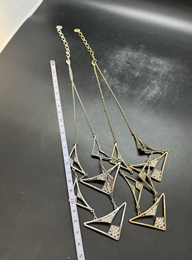 设计师品牌Sam eledman金色银色复古简约多层短款项链