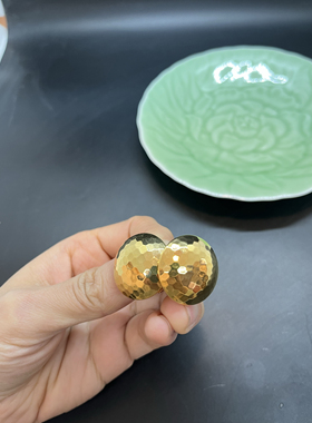 中古vintage奶片napier素金几何圆形耳夹专利款 打标 保存品