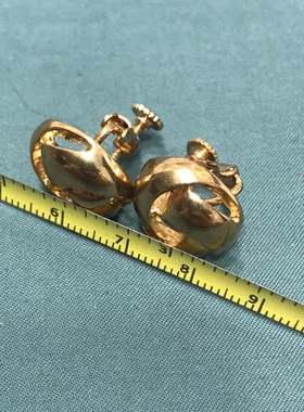 Vintage螺旋耳夹合金镀真金jr无标款日常简约上班通勤饰品