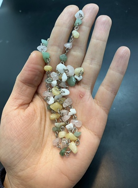 糖果色小清新石头紫水晶手工短款项链长度45厘米左右