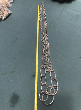 Vintage简约双层圆圈不规则长款项链毛衣链保存品