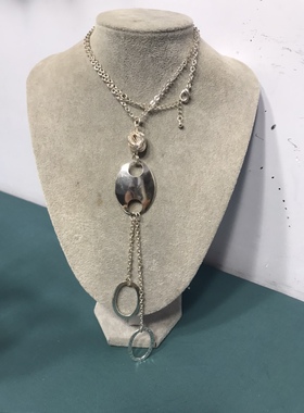 Vintage 银色长款简约不规则项链保存品