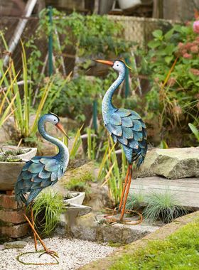 沐子花园蓝色做旧水鸟二件套仙鹤