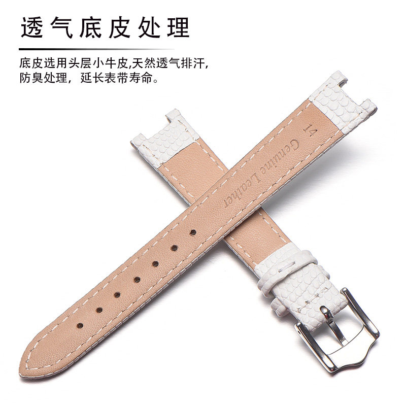 蜥蜴纹牛皮手表带女卡西欧凹口表带 珂思玛帝配件