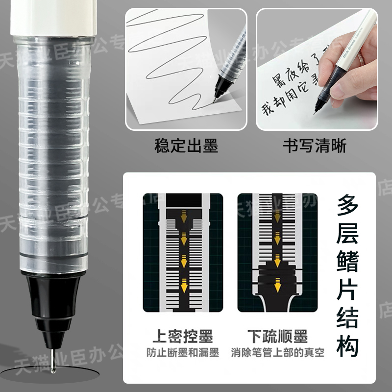 晨光米菲直液式走珠笔优品全针管0.5黑色中性笔学生用水性签字笔碳素考试专用速干笔韩国小清新可爱文具用品-图0