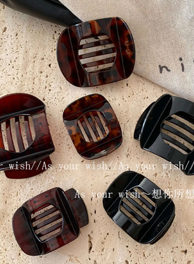 复古玳瑁半扎发一字夹后脑勺盘发抓夹新款高级感不铬头鲨鱼夹头饰