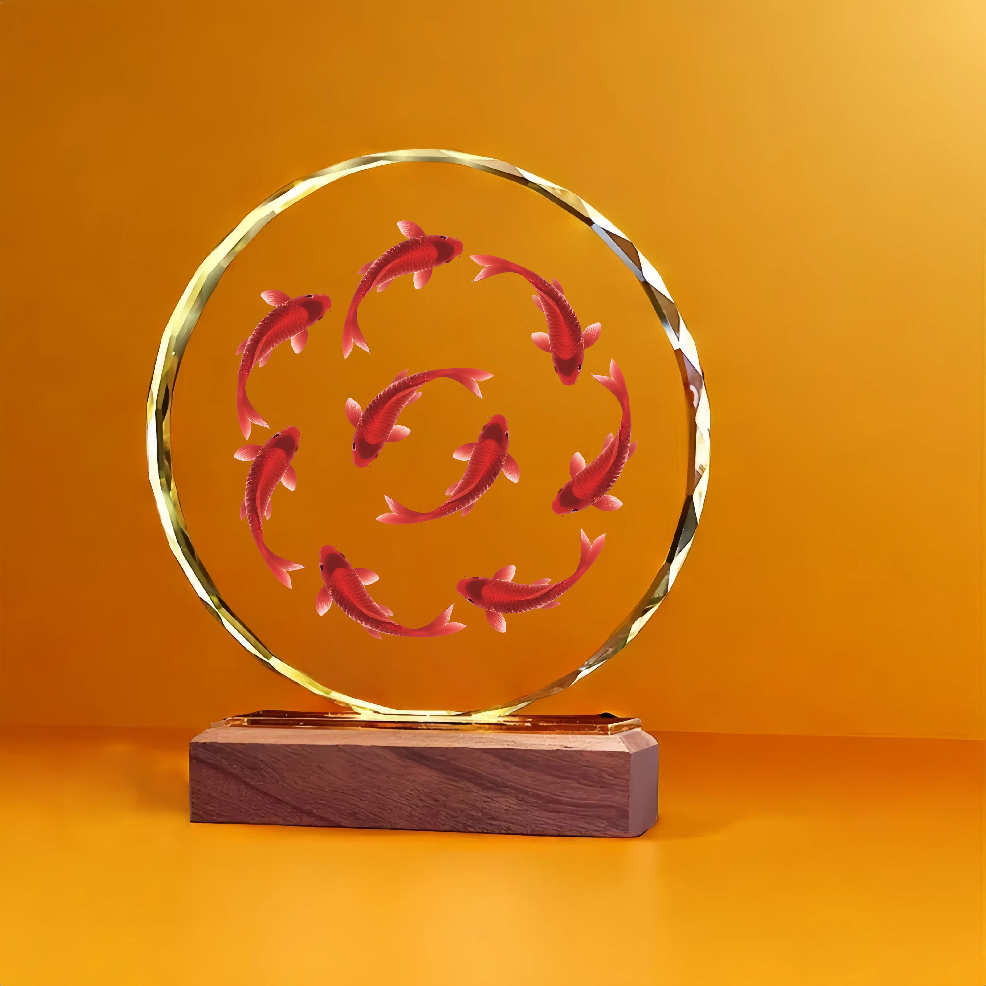 九鱼聚财水晶摆件好运锦鲤客厅玄关家居装饰桌面摆台乔迁开业送礼,淘宝优惠券,粉丝福利购,淘宝优惠卷