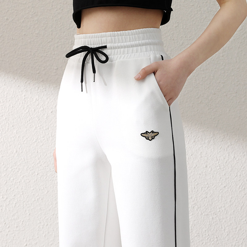 白色休闲运动卫裤2022春秋阔腿裤 予珂休闲裤