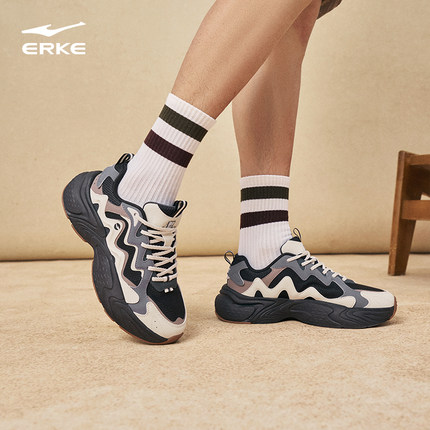 鸿星尔克男鞋朝烟夕岚春季新款休闲鞋增高运动鞋老爹鞋户外鞋子