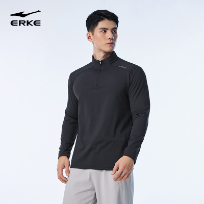erke/鸿星尔克半开襟长袖t恤男