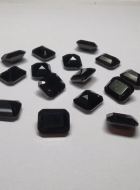 黑纳米长方形倒角小八角8X10mm黑色宝石裸石戒面镶嵌戒指主石