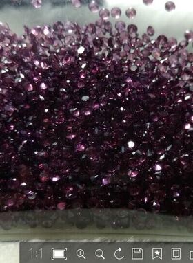 天然紫石榴彩宝圆形小配石小碎钻刻面尖底2.0-3.0mm镶嵌裸石戒面