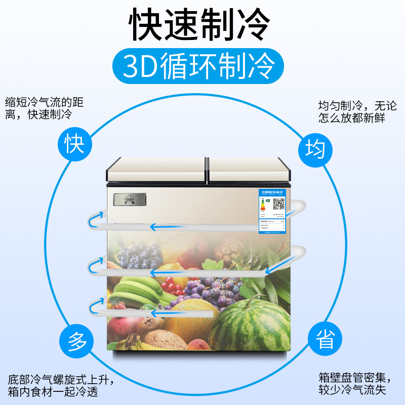 无霜冰熊小冰柜小型家用全冷冻冷藏两用柜迷你商用冷冻柜一级节能 - 图2