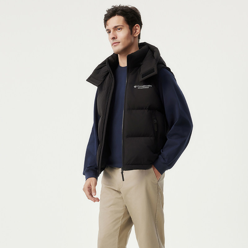 坦博尔秋季羽绒马甲 短款运动户外保暖男装坎肩背心 可脱卸帽马夹,淘宝优惠券,粉丝福利购,淘宝优惠卷