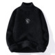 Half turtleneck sweater for men in autumn and winter plus velvet thickened middle collar inner warm clothing for youth winter base knitted sweater