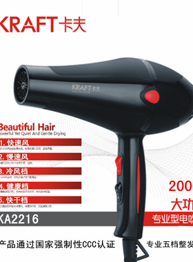 卡夫牌KA2216发廊恒温交流电机发型师专用多功2000W能造型