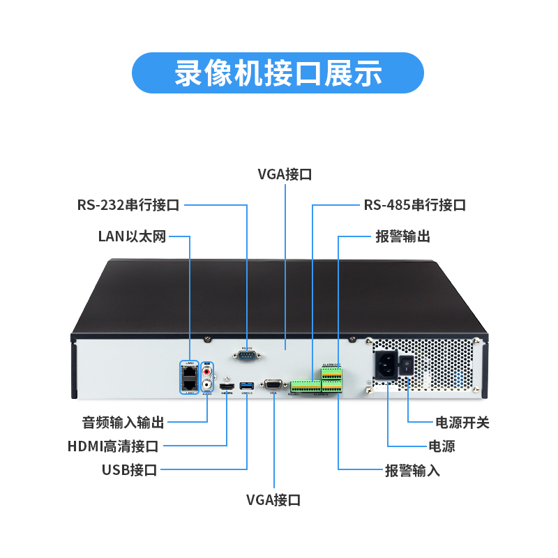 海康威视16/32/64路网络硬盘录像机4/8盘位7916N监控主机8832N-R8