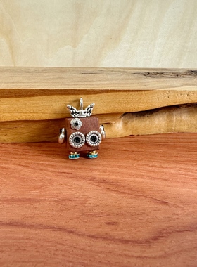 蒸汽朋克机器人手工木制品情侣项链钥匙扣DIY