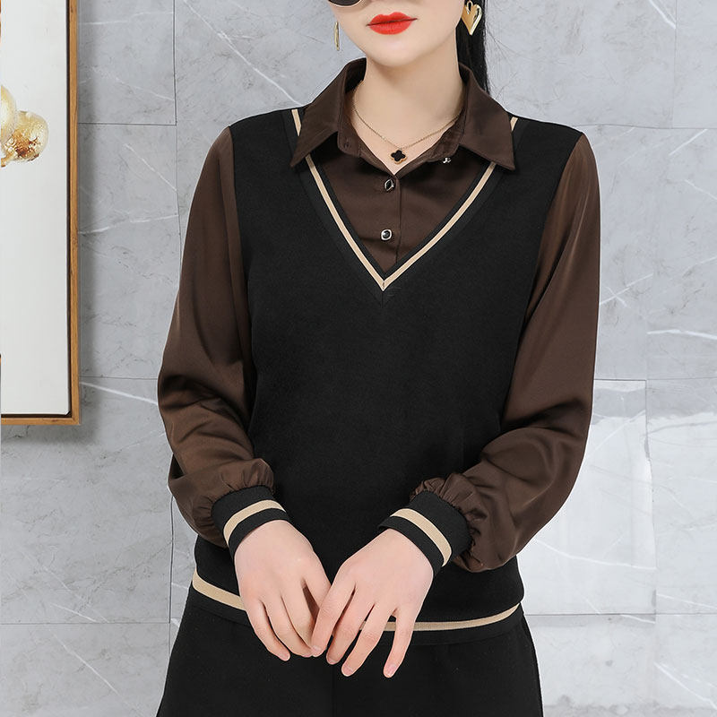 假两件衬衫女2022早春新款打底衫 依妮奴女装衬衫