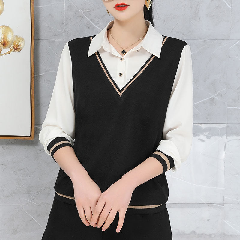 假两件衬衫女2022早春新款打底衫 依妮奴女装衬衫