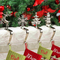 Christmas Iron Art Hooks Adornment Christmas Socks Hook without nails to install Silver Elk Deer Christmas Presents