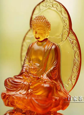 琉璃佛像横三世佛摆件装饰家居