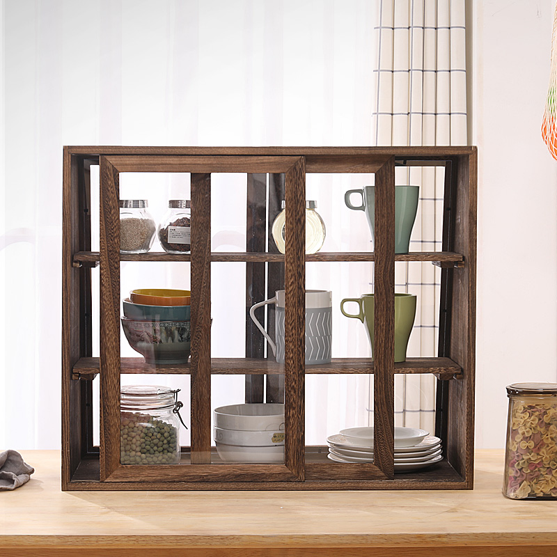 实木展示柜茶杯茶具防尘柜化妆品器皿餐边柜置物架收纳柜碗柜茶柜 - 图2