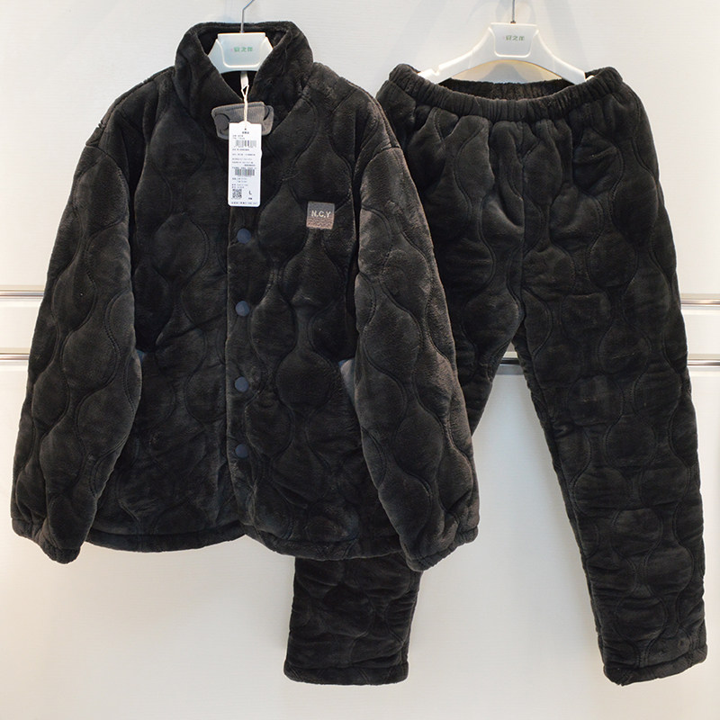 妮可雅情侣睡衣冬季男女士玉狐绒三层加厚夹棉保暖棉袄立领家居服,淘宝优惠券,粉丝福利购,淘宝优惠卷