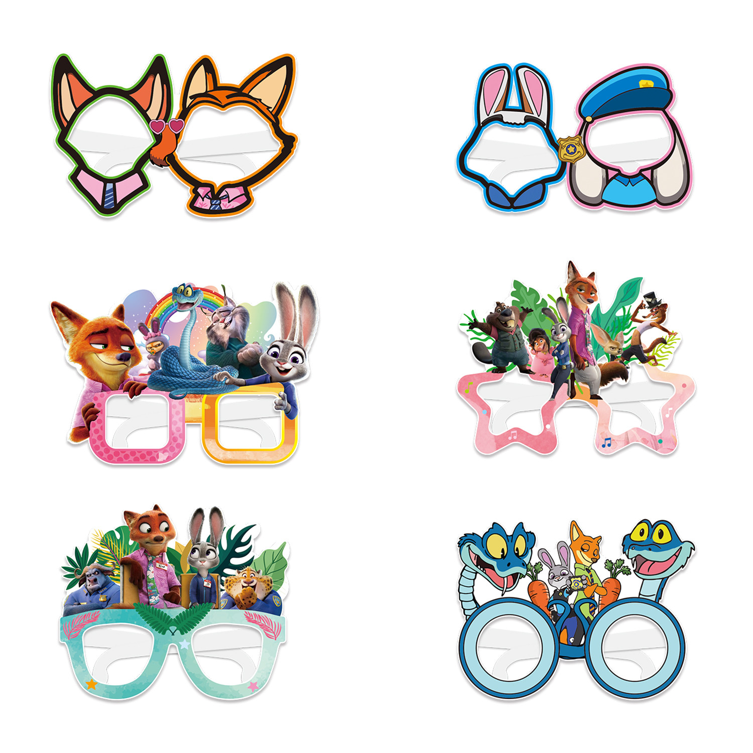 疯狂动物城2派对纸质眼镜装饰朱迪和尼克派对拍照眼镜氛围道具,淘宝优惠券,粉丝福利购,淘宝优惠卷