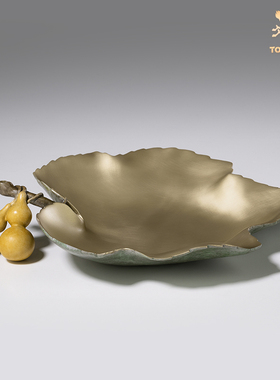 铜师傅 铜摆件《福禄干果盘》客厅桌面糖果瓜子饼干零食收纳盘子