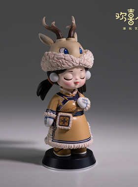 铜师傅欢喜小将《五十六个民族之鄂伦春族》潮玩艺术品 创意礼物