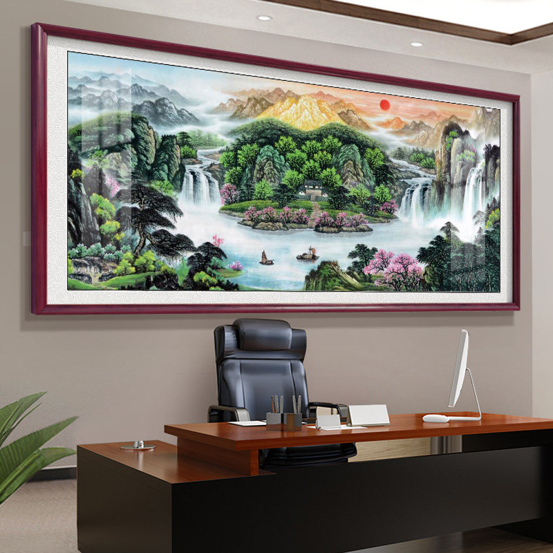 万里长城国画办公室挂画大会堂背景墙山水画靠山图实木字画装饰画,淘宝优惠券,粉丝福利购,淘宝优惠卷