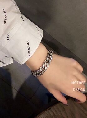 王嘉尔古巴粗手链女夏ins设计男潮冷淡风情侣手镯配饰品潮流简约