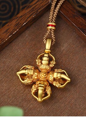 韦雪同款古法沙金藏族金刚杵项链