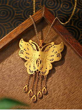 新中式流苏幽梦蝶复古项链