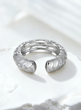 法式中古意大利拉丝麦穗开口戒指