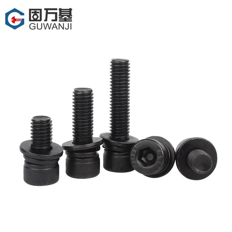 黑色304不锈钢圆柱头内六角三组合螺丝钉平弹垫片螺栓M2M3M4M5M12 - 图1