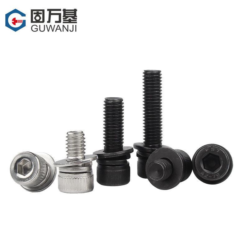 黑色304不锈钢圆柱头内六角三组合螺丝钉平弹垫片螺栓M2M3M4M5M12 - 图2