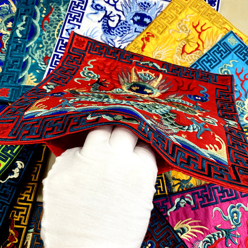 中国风刺绣工艺品清代官服衣服补子diy绣片龙凤仙鹤布贴鼠标垫茶,淘宝优惠券,粉丝福利购,淘宝优惠卷