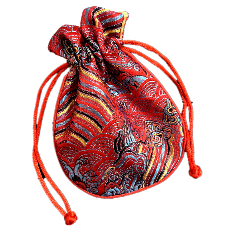 织锦缎双层抽绳首饰袋束口袋首饰手镯布袋文玩手串收纳袋盘玩荷包,淘宝优惠券,粉丝福利购,淘宝优惠卷
