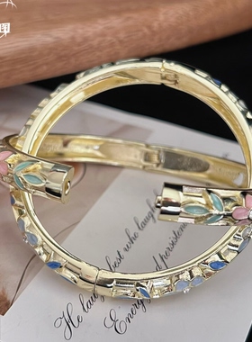 北京景泰蓝珐琅彩手镯女开口圆珐琅彩镯子时尚首饰复古百搭送朋友