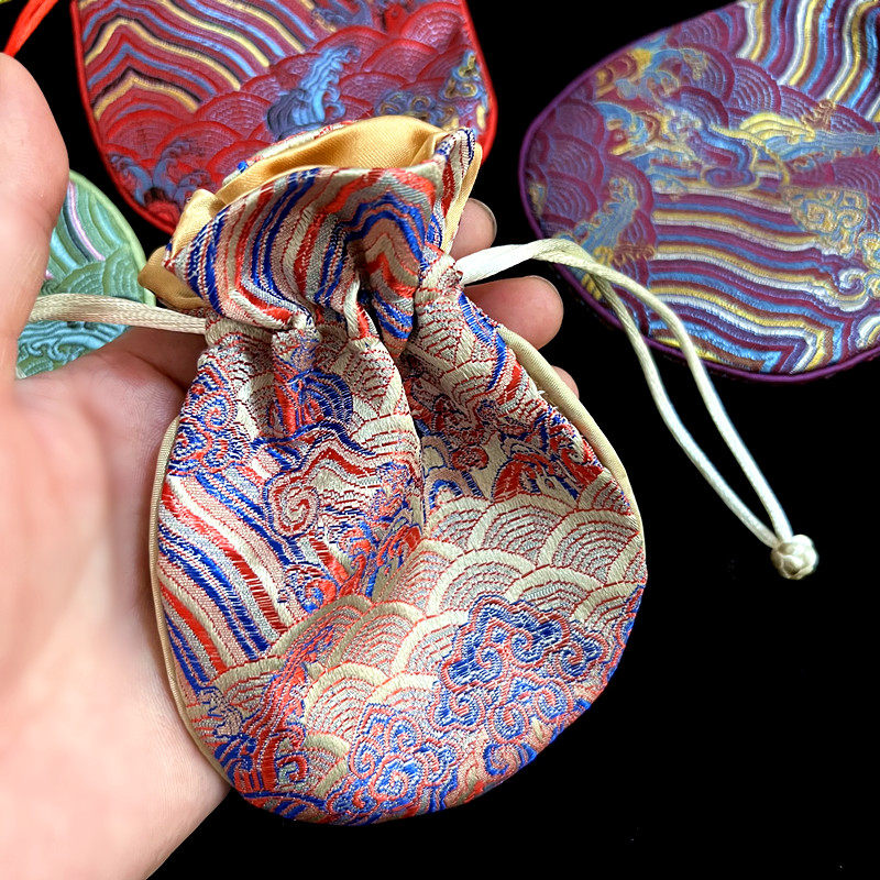 织锦缎双层抽绳首饰袋束口袋首饰手镯布袋文玩手串收纳袋盘玩荷包,淘宝优惠券,粉丝福利购,淘宝优惠卷