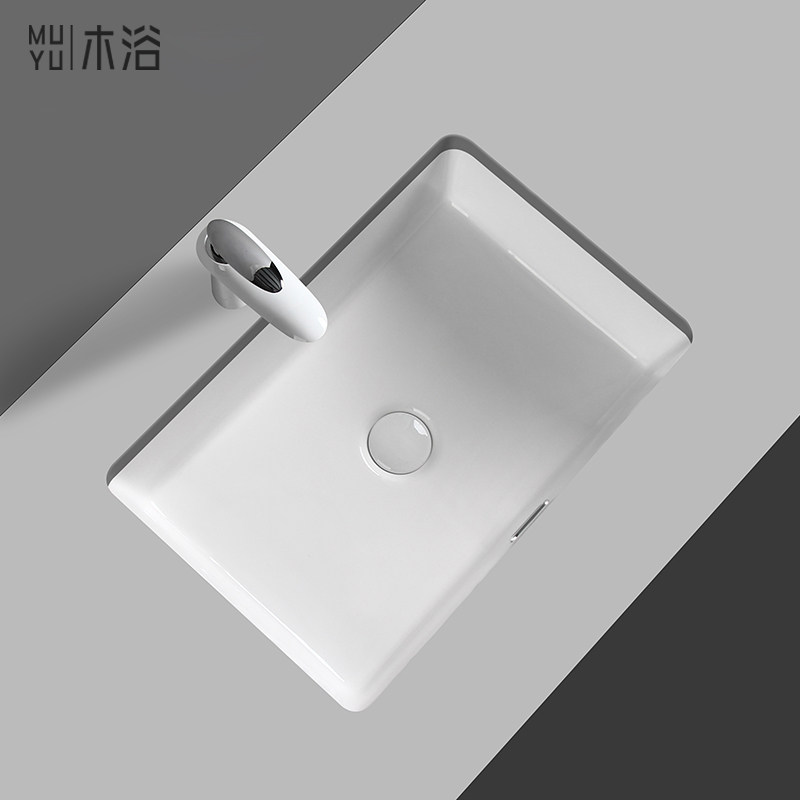 北欧日式陶瓷台下盆长方形台盆面盆卫生间嵌入式洗脸盆洗手盆_虎窝淘