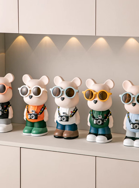 本艺陶瓷旅行熊创意装饰摆件