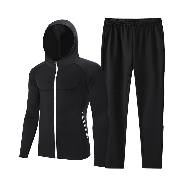 路伊梵运动服套装男健身房足球篮球夜跑速干休闲服跑步训练服春夏