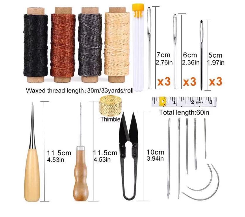 利得DIY手缝工具套装15件套手缝皮具制作套装28pcs针线包带收纳包 - 图0