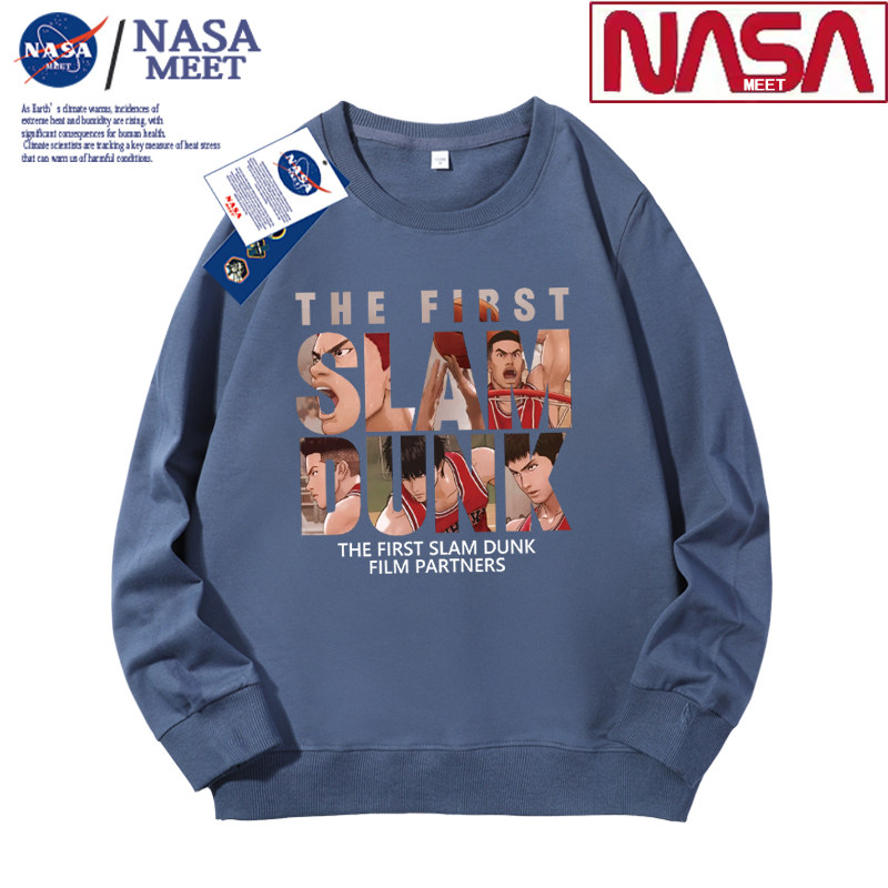 NASA联名款灌篮高手卫衣男纯棉圆领国潮宽松潮流大码休闲加绒加厚,淘宝优惠券,粉丝福利购,淘宝优惠卷