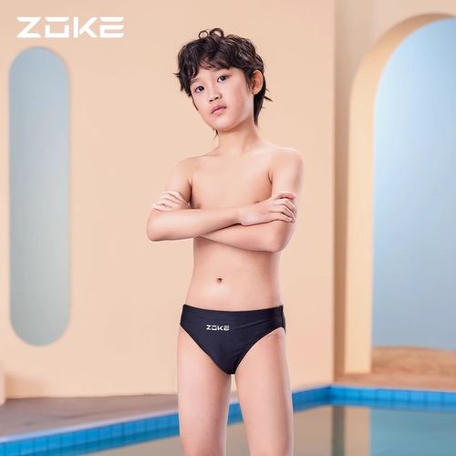 zoke洲克儿童泳裤青少年男童三角泳裤大童训练竞技比赛小孩泳裤 - 图0