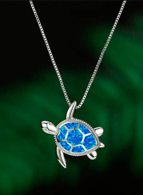 马尔代夫纪念品魔鬼鱼海龟项链通勤可爱澳宝项链锁骨链海洋馆礼物